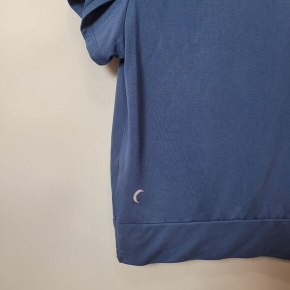 Zyia Active Womens Blue Twist-Front Short-Sleeve Top L Modal/Polyester Stretchy - Picture 7 of 9